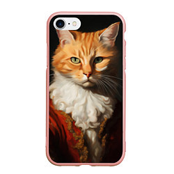 Чехол iPhone 7/8 матовый Знатный кот, цвет: 3D-светло-розовый