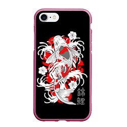 Чехол iPhone 7/8 матовый Карп кои - японский стиль, цвет: 3D-малиновый