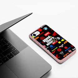 Чехол iPhone 7/8 матовый GTA6 автобренды, цвет: 3D-светло-розовый — фото 2