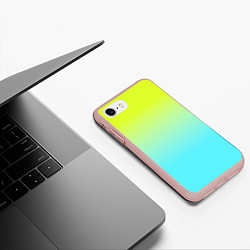 Чехол iPhone 7/8 матовый Ярко-зеленый и бирюзовый градиент, цвет: 3D-светло-розовый — фото 2