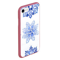 Чехол iPhone 7/8 матовый Снежинки в ряд, цвет: 3D-малиновый — фото 2