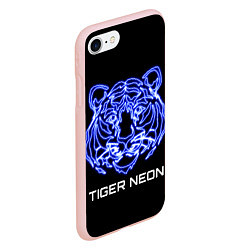 Чехол iPhone 7/8 матовый Tiger neon art, цвет: 3D-светло-розовый — фото 2