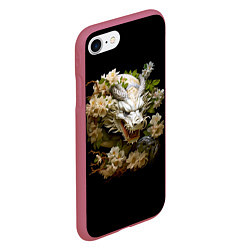 Чехол iPhone 7/8 матовый Китайский дракон и цветы сакуры, цвет: 3D-малиновый — фото 2