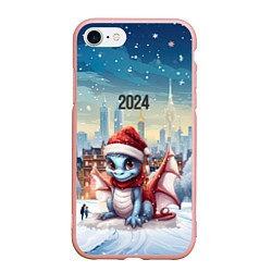 Чехол iPhone 7/8 матовый Новый год 2024 дракон, цвет: 3D-светло-розовый