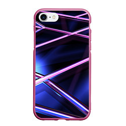 Чехол iPhone 7/8 матовый Фиолетовая геометрическая абстракция, цвет: 3D-малиновый