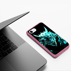 Чехол iPhone 7/8 матовый Стальной голубой кибер-дракон, цвет: 3D-малиновый — фото 2
