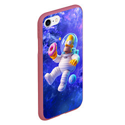 Чехол iPhone 7/8 матовый Homer Simpson is a brave astronaut, цвет: 3D-малиновый — фото 2