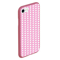 Чехол iPhone 7/8 матовый Полосы из сердечек, цвет: 3D-малиновый — фото 2