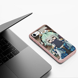 Чехол iPhone 7/8 матовый Genshin Impact Сахароза, цвет: 3D-светло-розовый — фото 2
