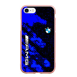 Чехол iPhone 7/8 матовый BMW sport amg colors blue, цвет: 3D-светло-розовый