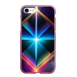 Чехол iPhone 7/8 матовый Светящиеся лучи в квадрате, цвет: 3D-малиновый