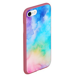 Чехол iPhone 7/8 матовый Цветные разводы акварели, цвет: 3D-малиновый — фото 2