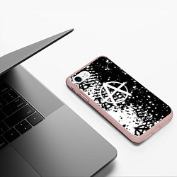 Чехол iPhone 7/8 матовый Анархия краски черно-белые, цвет: 3D-светло-розовый — фото 2