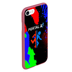 Чехол iPhone 7/8 матовый Portal 2 краски сочные текстура, цвет: 3D-малиновый — фото 2