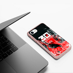 Чехол iPhone 7/8 матовый Seconds to mars fire, цвет: 3D-светло-розовый — фото 2