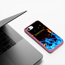 Чехол iPhone 7/8 матовый Evanescence огонь рок группа, цвет: 3D-малиновый — фото 2