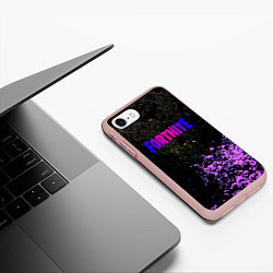 Чехол iPhone 7/8 матовый Fortnite неоновый краски, цвет: 3D-светло-розовый — фото 2