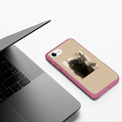 Чехол iPhone 7/8 матовый Котик из мема, цвет: 3D-малиновый — фото 2