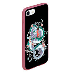 Чехол iPhone 7/8 матовый Тихиро и Хаку - унесенные призраками, цвет: 3D-малиновый — фото 2