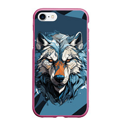 Чехол iPhone 7/8 матовый Красивый грозный волк, цвет: 3D-малиновый