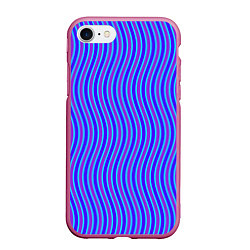 Чехол iPhone 7/8 матовый Неоновые волнистые полосы, цвет: 3D-малиновый