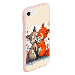 Чехол iPhone 7/8 матовый Влюбленные лисички 14 февраля, цвет: 3D-светло-розовый — фото 2