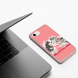 Чехол iPhone 7/8 матовый Влюбленные волки 14 февраля, цвет: 3D-светло-розовый — фото 2