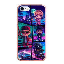 Чехол iPhone 7/8 матовый GTA chibi style, цвет: 3D-светло-розовый
