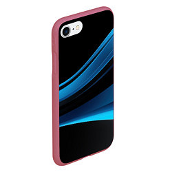 Чехол iPhone 7/8 матовый Черная и синяя геометрическая абстракция, цвет: 3D-малиновый — фото 2