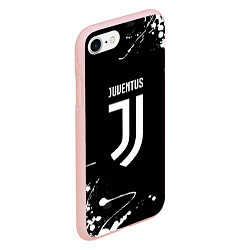 Чехол iPhone 7/8 матовый Juventus краски белые, цвет: 3D-светло-розовый — фото 2