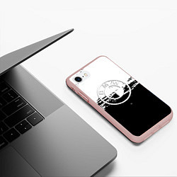 Чехол iPhone 7/8 матовый BMW краски текстура чернобелый, цвет: 3D-светло-розовый — фото 2