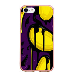 Чехол iPhone 7/8 матовый Желтые яркие пятна краски на фиолетовом, цвет: 3D-светло-розовый