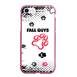 Чехол iPhone 7/8 матовый Fall Guys kids game pattern, цвет: 3D-малиновый