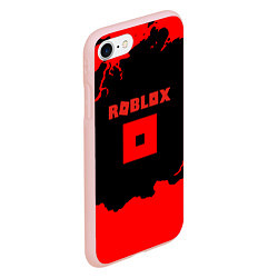 Чехол iPhone 7/8 матовый Roblox краски красные, цвет: 3D-светло-розовый — фото 2