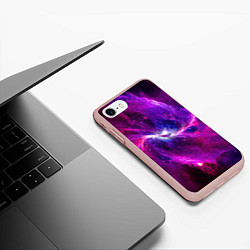 Чехол iPhone 7/8 матовый Фантастическая галактика, цвет: 3D-светло-розовый — фото 2