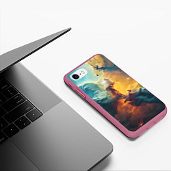 Чехол iPhone 7/8 матовый Космос туманность, цвет: 3D-малиновый — фото 2