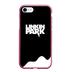 Чехол iPhone 7/8 матовый Linkin park краска белая, цвет: 3D-малиновый