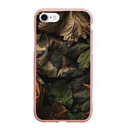 Чехол iPhone 7/8 матовый Реалистичный охотничий камуфляж из ткани и листьев
