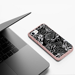 Чехол iPhone 7/8 матовый Цветочные паттерны, цвет: 3D-светло-розовый — фото 2