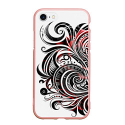 Чехол iPhone 7/8 матовый Трайбл узоры цветы, цвет: 3D-светло-розовый