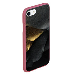 Чехол iPhone 7/8 матовый Черная текстура с золотистым напылением, цвет: 3D-малиновый — фото 2