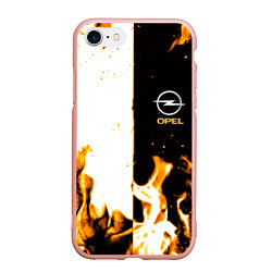 Чехол iPhone 7/8 матовый Opel огонь текстура, цвет: 3D-светло-розовый