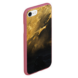 Чехол iPhone 7/8 матовый Золотое напыление на черном, цвет: 3D-малиновый — фото 2