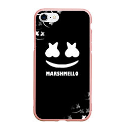 Чехол iPhone 7/8 матовый Marshmello белое лого, цвет: 3D-светло-розовый