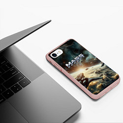 Чехол iPhone 7/8 матовый Масс эффект - космос, цвет: 3D-светло-розовый — фото 2
