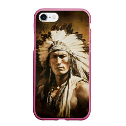 Чехол iPhone 7/8 матовый Североамериканский индеец, цвет: 3D-малиновый