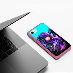 Чехол iPhone 7/8 матовый Киберпанк Аниме девушка, цвет: 3D-малиновый — фото 2