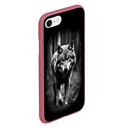 Чехол iPhone 7/8 матовый Матерый Старый Волк, цвет: 3D-малиновый — фото 2