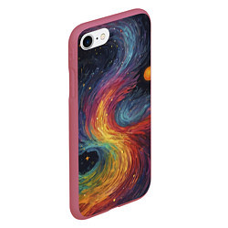 Чехол iPhone 7/8 матовый Звездный вихрь абстрактная живопись, цвет: 3D-малиновый — фото 2