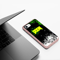 Чехол iPhone 7/8 матовый Doom токсичное лого краски, цвет: 3D-светло-розовый — фото 2